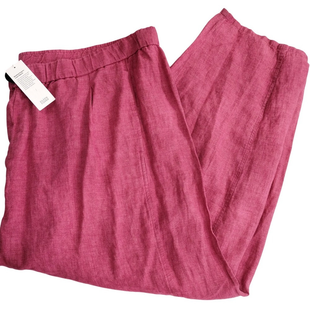 Eileen Fisher Womens Plus Size 3X‎ Pink Linen Pull-On Pants NWT $188 - Picture 6 of 13